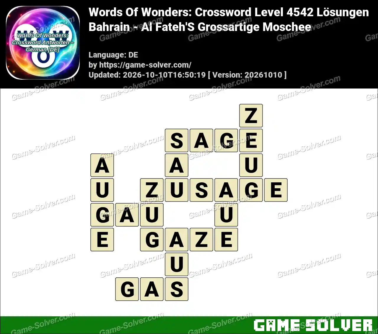 Words Of Wonders: Crossword Level 4542 Lösungen – Bahrain – Al Fateh’S Grossartige Moschee
